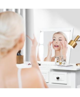 Vanity Dressing Table Set with Flip Top Mirror and 3 Drawers