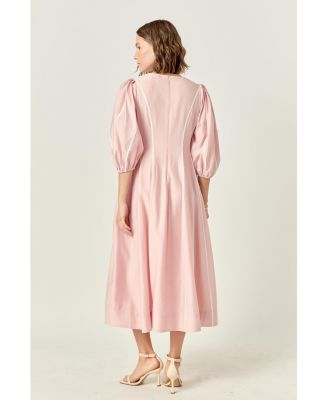 Women's Contrast Binding Midi Dress