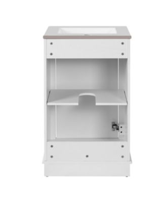 20-Inch Bathroom Vanity with Ceramic Sink, Freestanding Single Vanity, Soft-Close Door & Adjustable Shelf