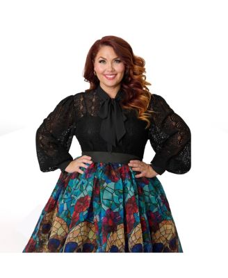 Plus Size Long Sleeve Neck Tie Gwen Blouse