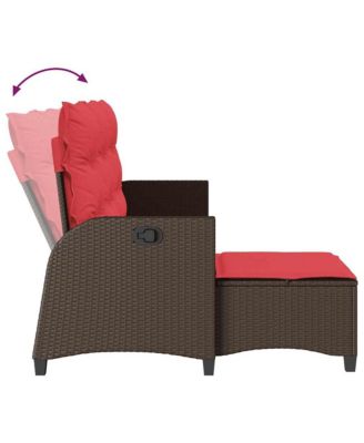 Reclining Patio Sofa with Cushions L-shaped Brown Poly Rattan