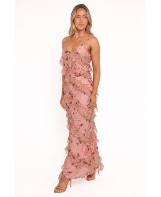 Women's Ciao Ruffles Maxi Dress - Pale Pink Floral XL