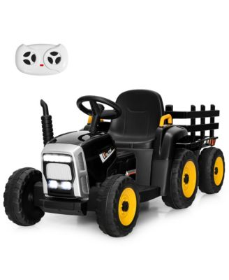 12V Kids Ride On Tractor with Trailer Ground Loader w/ RC & Lights