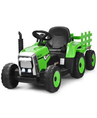 12V Kids Ride On Tractor with Trailer Ground Loader w/ RC & Lights