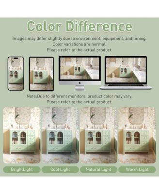 36-Inch Bathroom Cabinet with Waffle Texture Doors, Four Drawers, Two Soft-Close Doors & Glass Storage