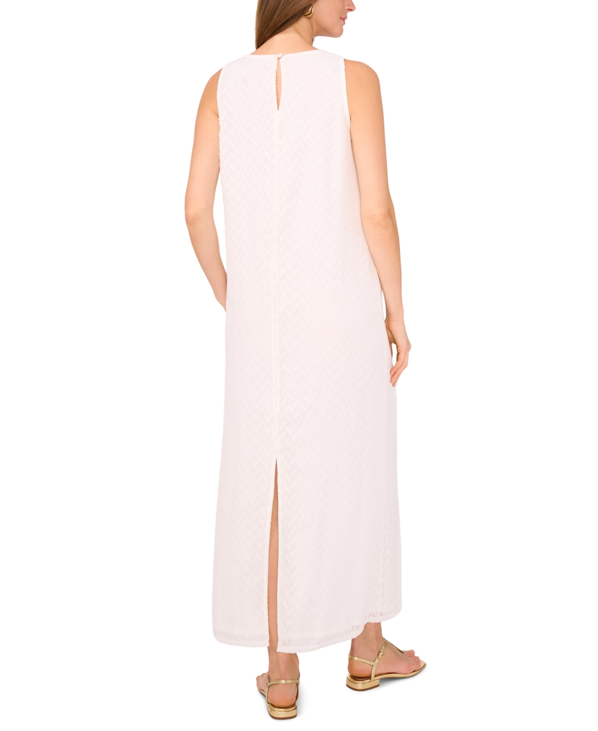 Vince Camuto Textured Sleeveless Maxi Dress In White