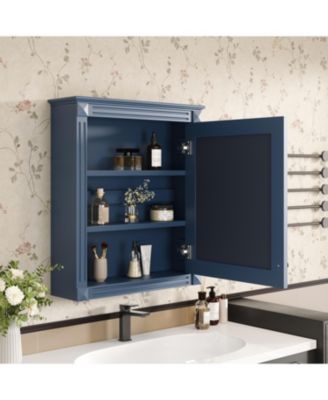 24" x 27" MDF Adjustable Shelf & Soft-Close Hinges Wall-Mounted Mirror Cabinet