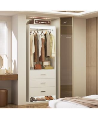 24" Freestanding Closet Organizer System with Hanging Rods and Drawers