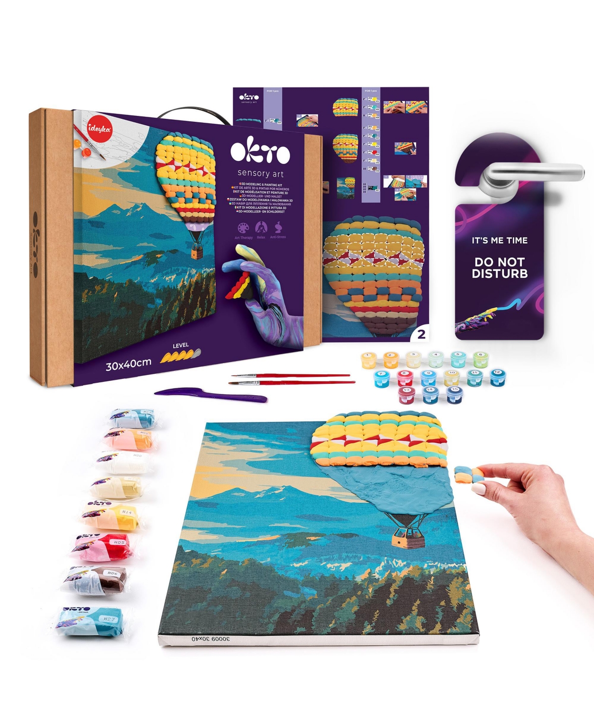 Wise Elk Okto Air-Dry Clay 3D Painting Kit – Hot Air Balloon (11.8 x 15.7 in)