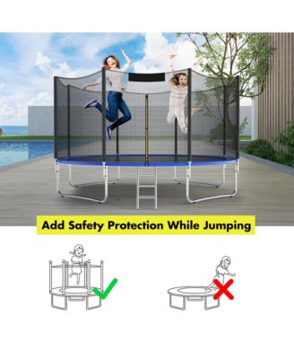 16FT Trampoline Safety Net Replacement Protection Enclosure Net for 12 Poles