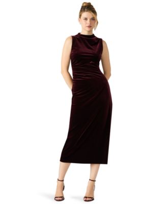 Steve Madden - Women's Velvet Mock Neck Midi Dress