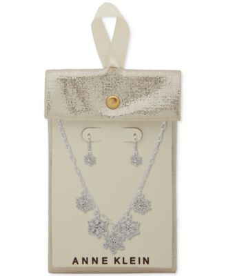 2-Pc. Silver-Tone Snowflake Frontal Necklace and Earrings Set