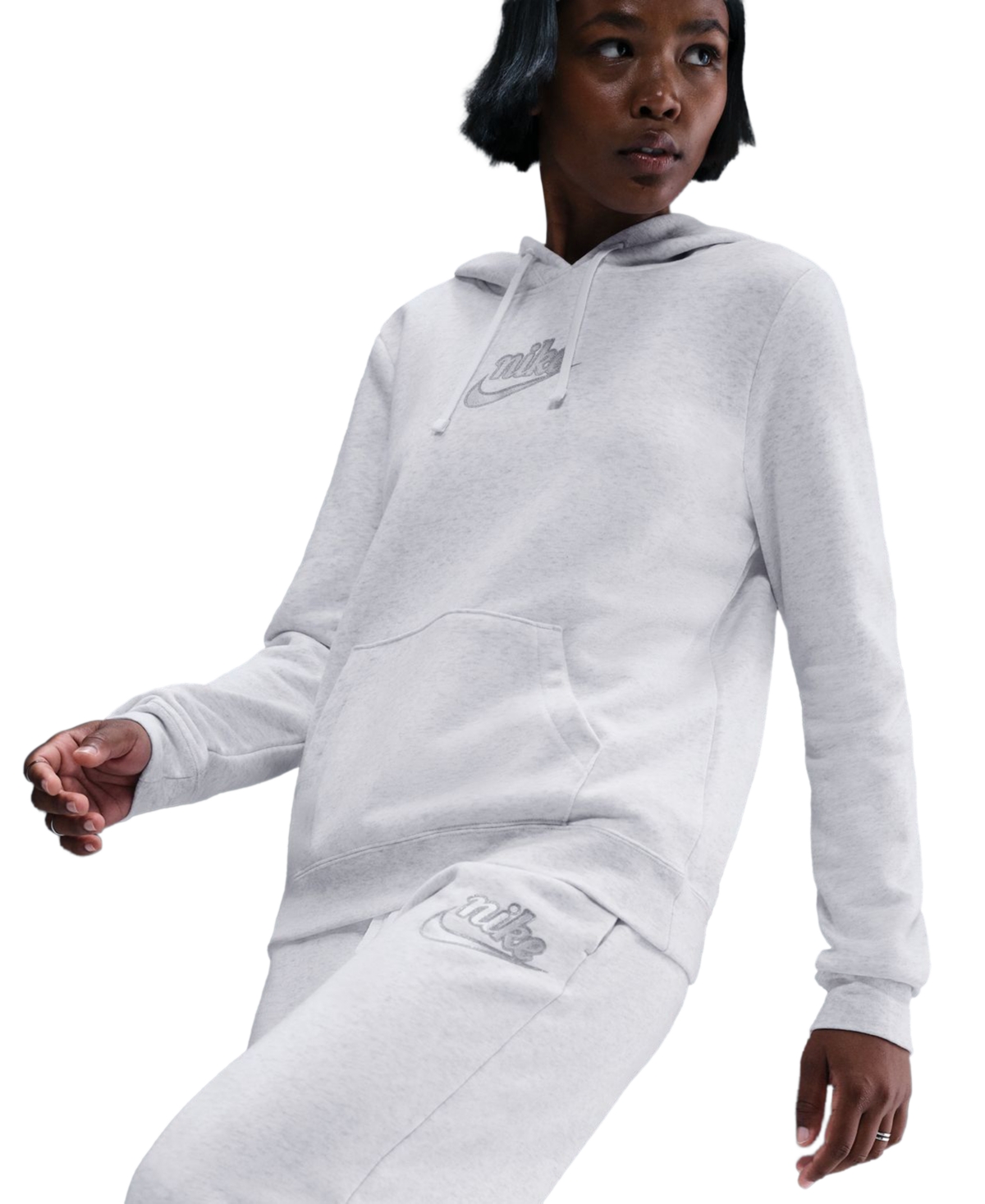 Nike Women's Club Fleece Mid-rise Wide-leg Pants In White