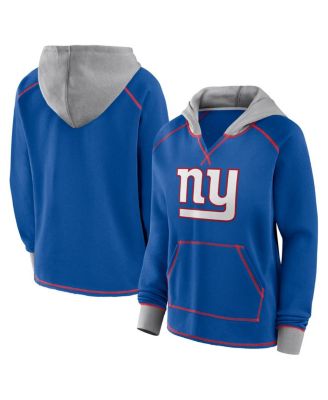 Logo Athletic - Women's Royal New York Giants Boom Fleece Pullover V-Neck Hoodie