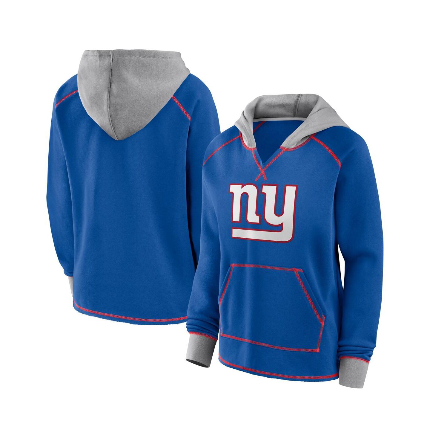 Женское худи Logo Athletic Royal New York Giants Boom Fleece Pullover V-Neck — фото 1