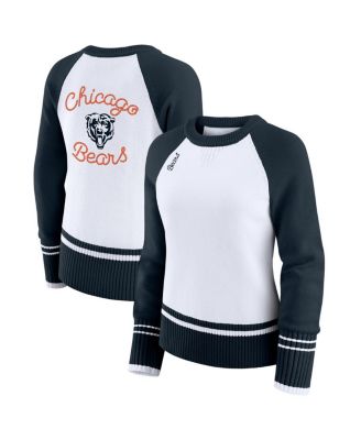 WEAR by Erin Andrews - Women's White/Navy Chicago Bears Colorblock Raglan Sweater