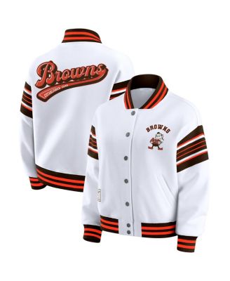 WEAR by Erin Andrews - Women's White Cleveland Browns Full-Snap Fleece Sweatshirt Jacket