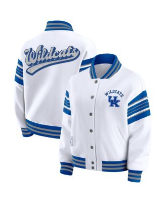 WEAR by Erin Andrews - Women's White/Royal Kentucky Wildcats Satin Stitch Full-Snap Fleece Sweatshirt Jacket