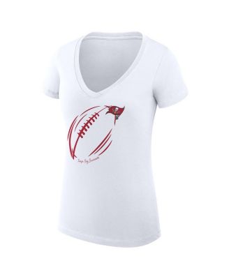Women's White Tampa Bay Buccaneers Super-Slim Fit Lightweight Subtle Football V-Neck T-Shirt