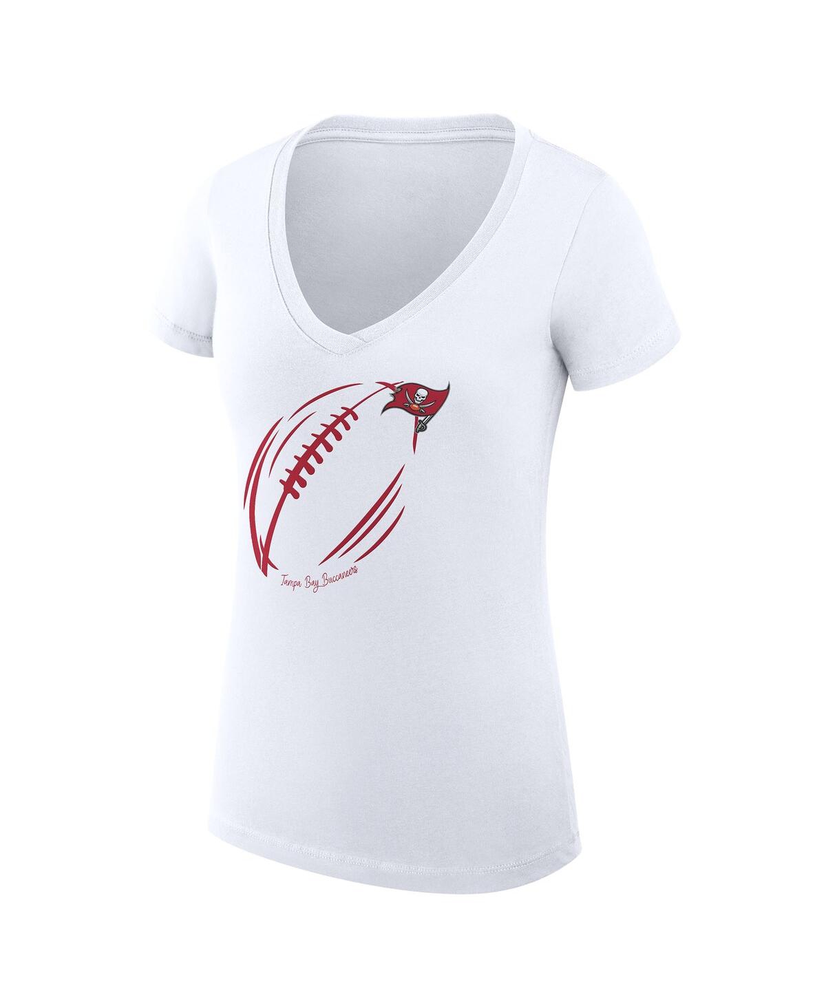 G-iii 4her By Carl Banks Women's White Tampa Bay Buccaneers Super-slim Fit Lightweight Subtle Football V-neck T-shirt In Animal Print