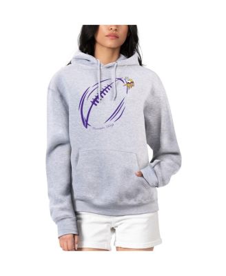 G-III 4Her by Carl Banks - Women's Heather Gray Minnesota Vikings Football Logo Fleece Tri-Blend Pullover Hoodie