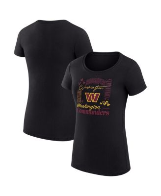 G-III 4Her by Carl Banks - Women's Black Washington Commanders Super-Slim Fit Lightweight Collage Team T-Shirt
