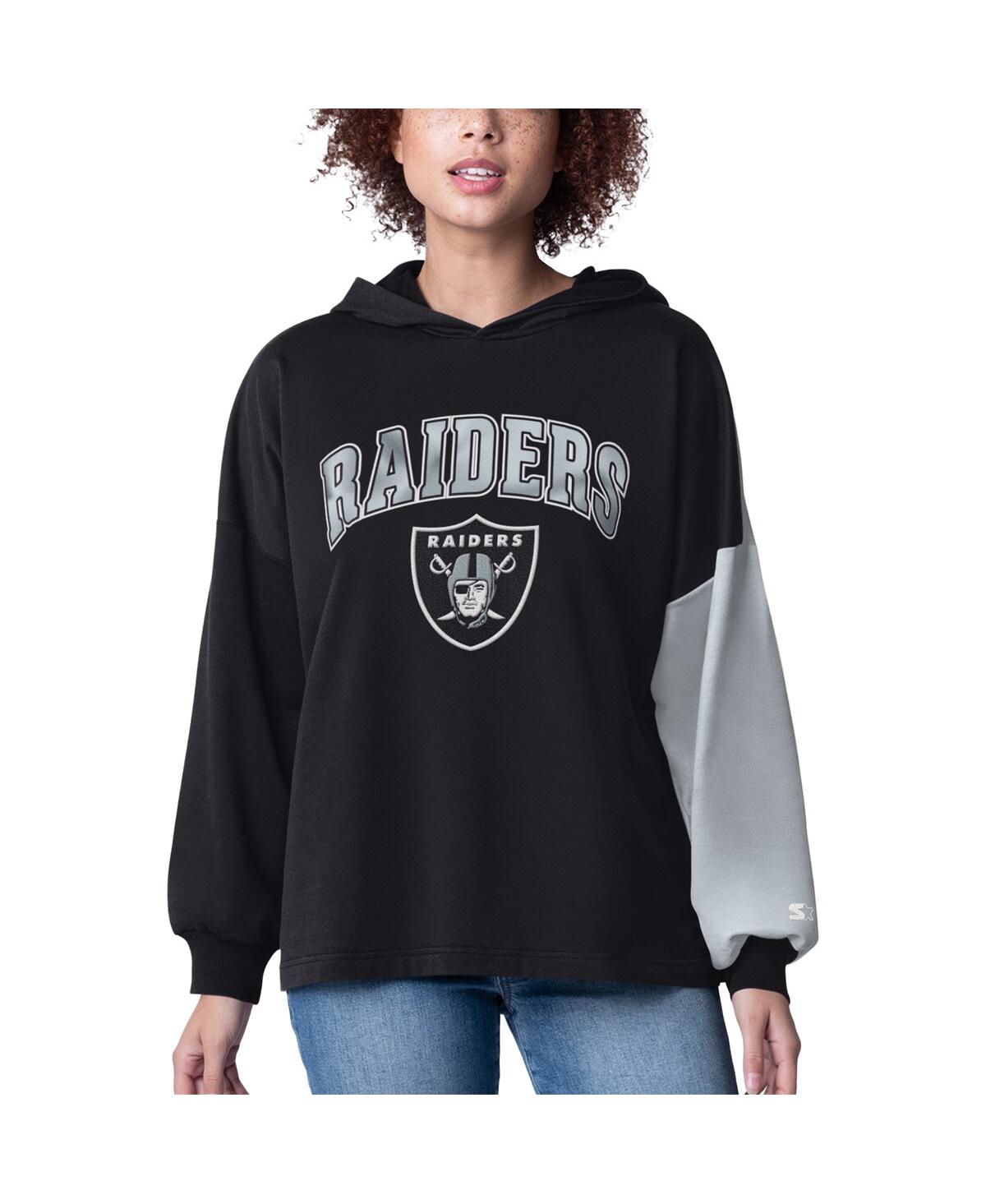 Starter Women's Black Las Vegas Raiders Power Move Long Sleeve Pullover Hoodie