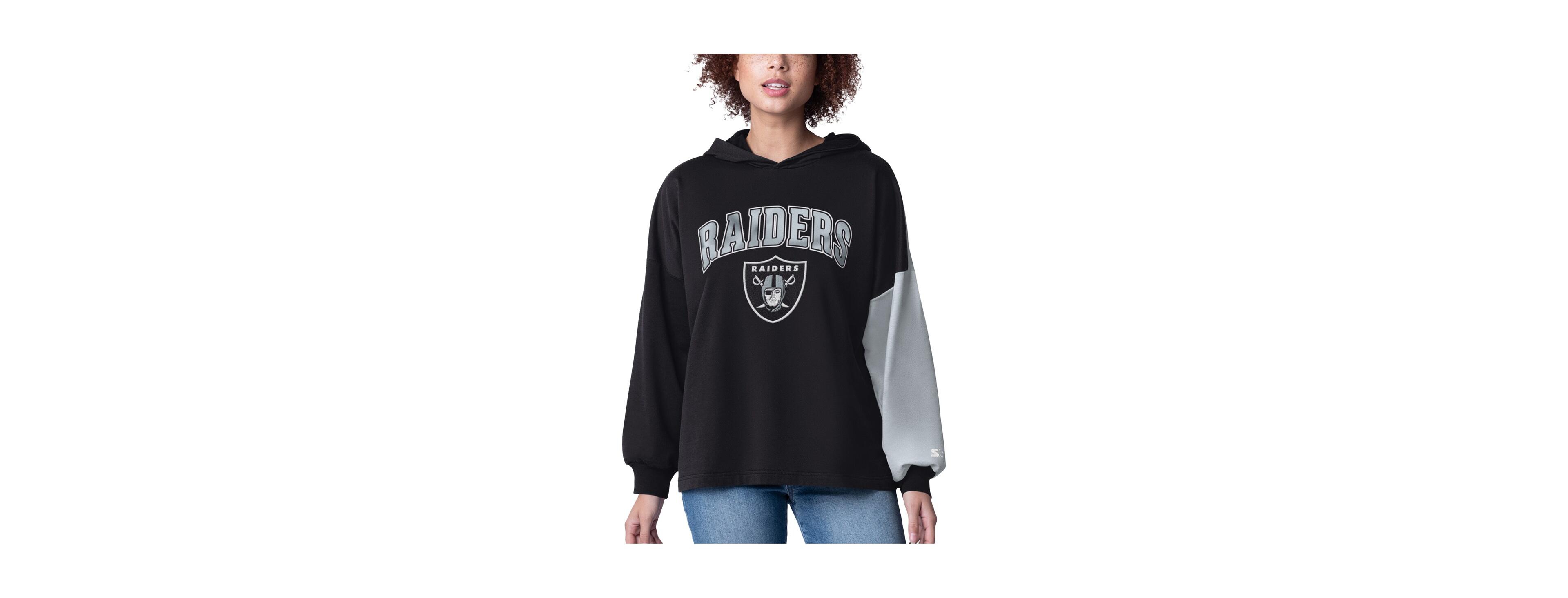 Starter Women's Black Las Vegas Raiders Power Move Long Sleeve Pullover Hoodie