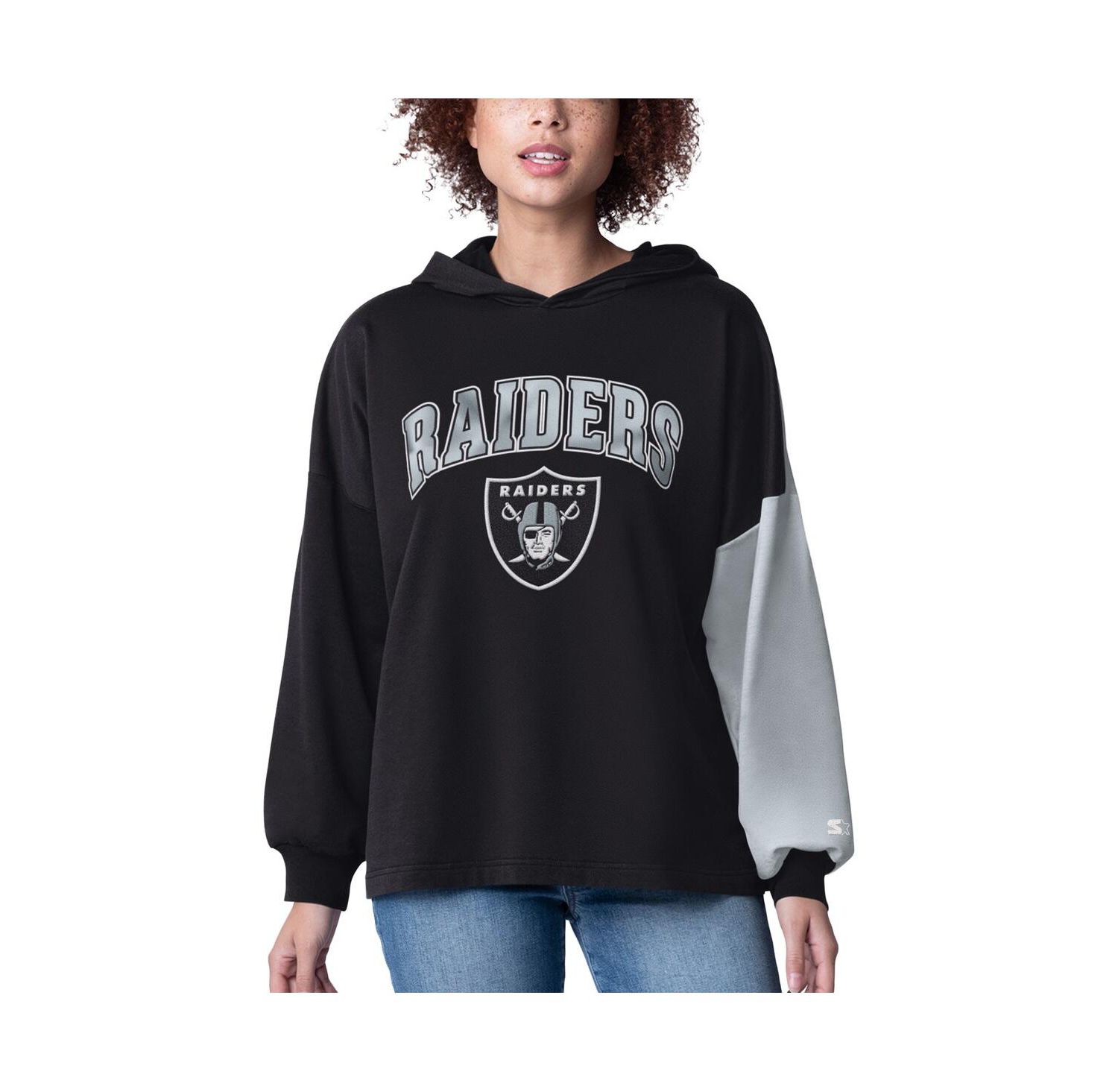 Women's Black Las Vegas Raiders Power Move Long Sleeve Pullover Hoodie