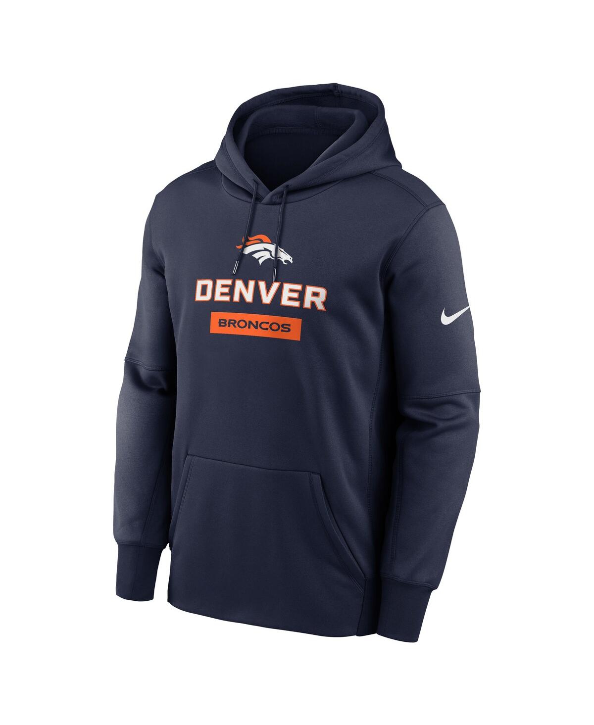 Nike Navy Denver Broncos Toss Sweep Performance Pullover Hoodie In Blue