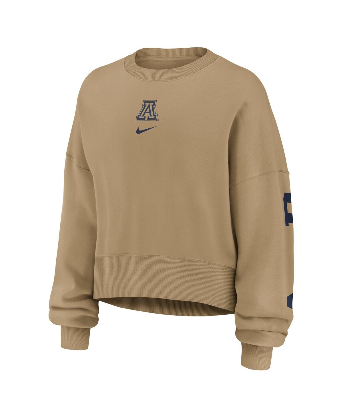 Nike Women's Tan Arizona Wildcats Oversized Phoenix 2-hit Pullover Sweatshirt In Brown