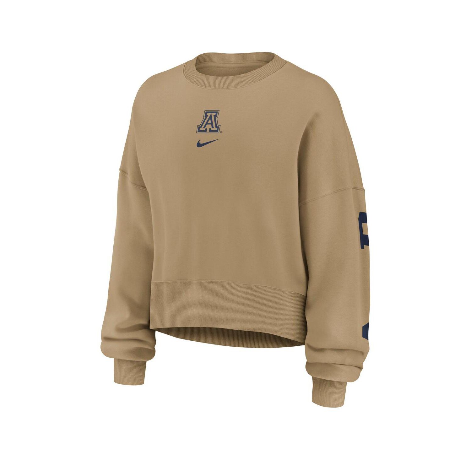 Women's Tan Arizona Wildcats Oversized Phoenix 2-Hit Pullover Sweatshirt