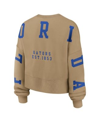 Women's Tan Florida Gators Oversized Phoenix 2-Hit Pullover Sweatshirt