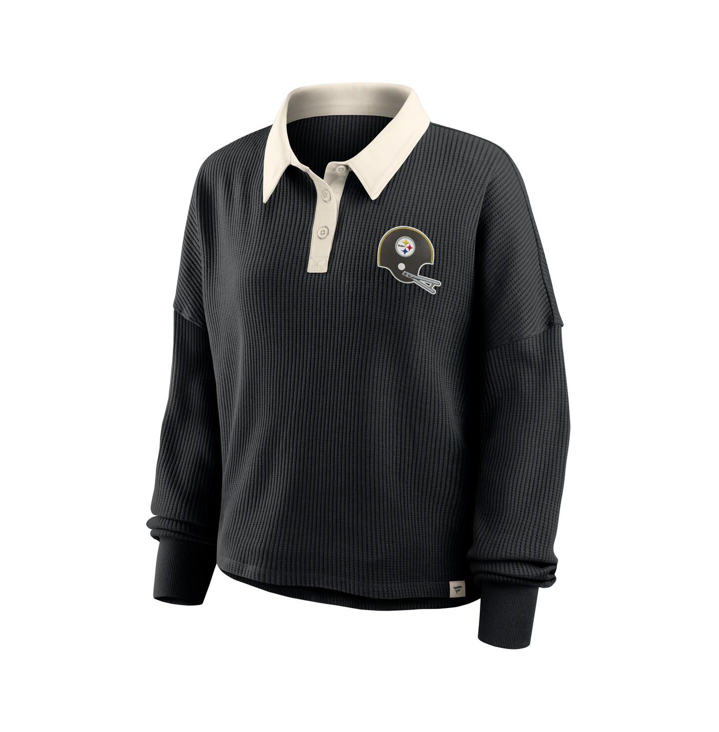Женская футболка Fanatics Black Pittsburgh Steelers Oversized Hometown Premium Thermal Long Sleeve — фото 2