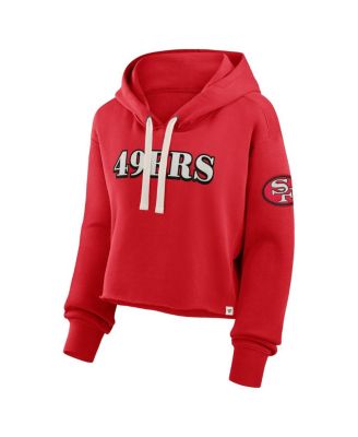 Women's Scarlet San Francisco 49ers Oversized Hometown Heritage Cropped Hoodie
