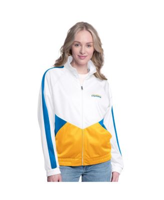 G-III 4Her by Carl Banks - Women's White/Powder Blue Los Angeles Chargers Rally Rhinestone Full-Zip Track Jacket