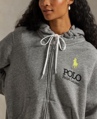 Women's Big Pony Lightweight Fleece Zip Hoodie Sweatshirt