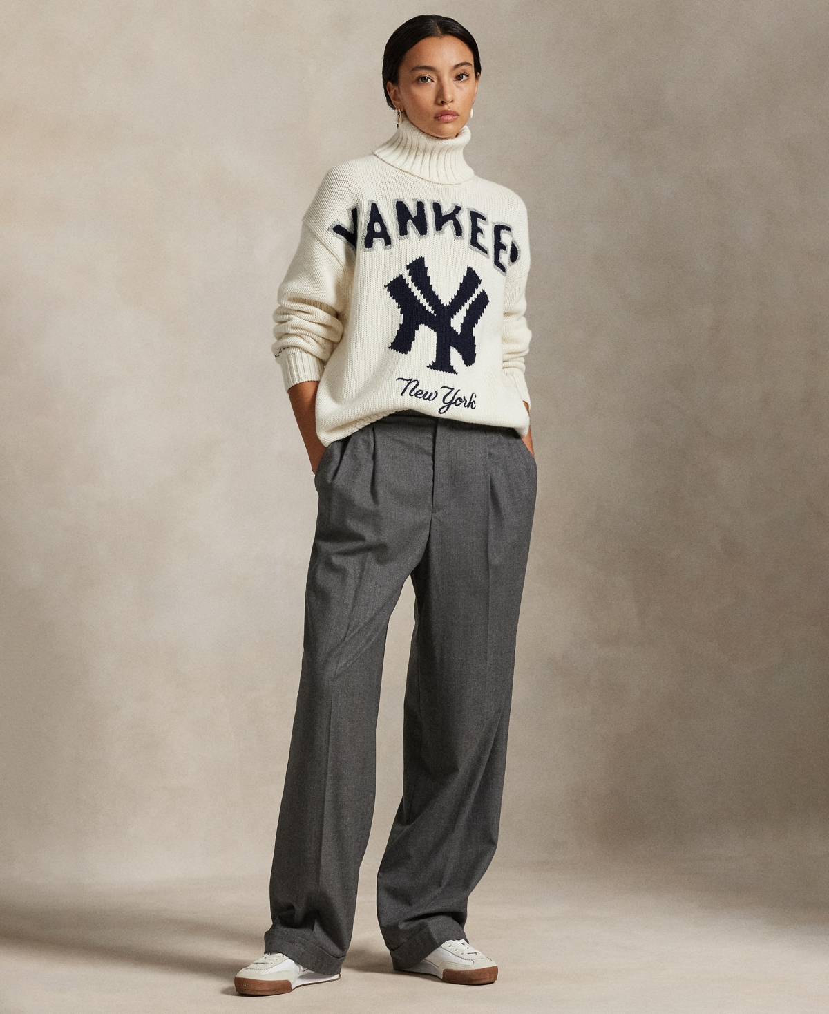 Polo Ralph Lauren Women's Yankees Long Sleeve Turtle Neck Sweater