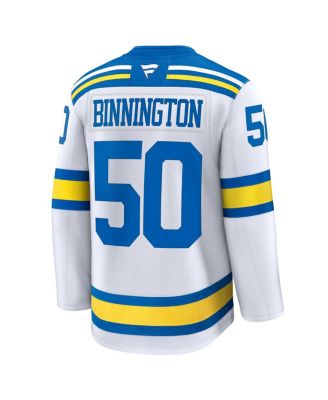 Men's Binnington White St. Louis Blues Away Premium Player Jersey