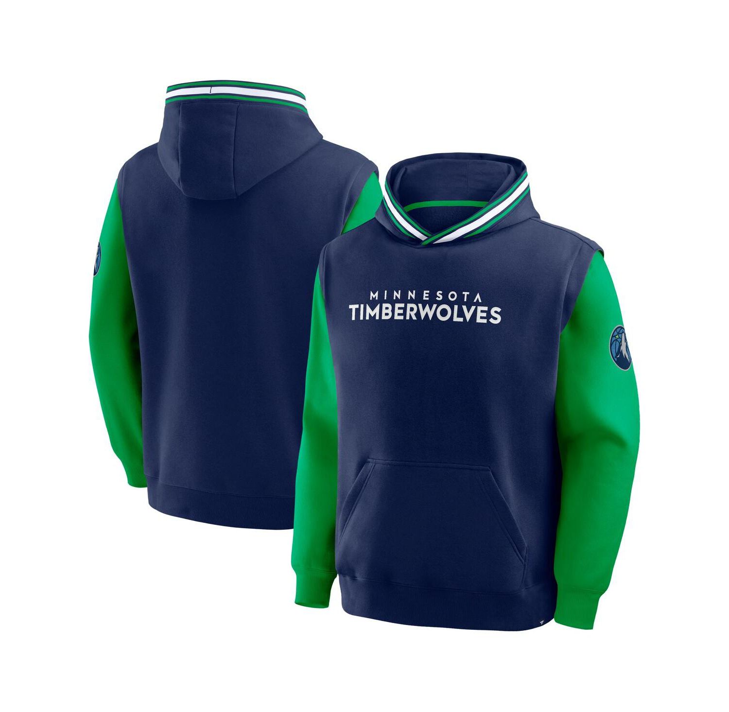 Men's Navy/Green Minnesota Timberwolves Half Court Shot Clock Fastbreak Hoodie