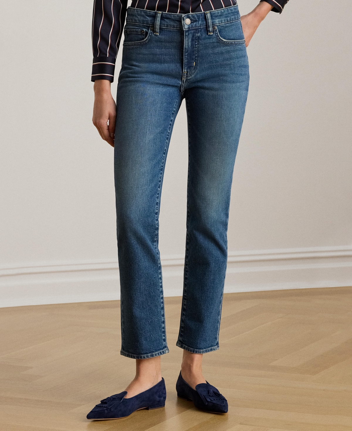 Ralph Lauren Women's Mid-rise Straight Ankle Jeans In Blue