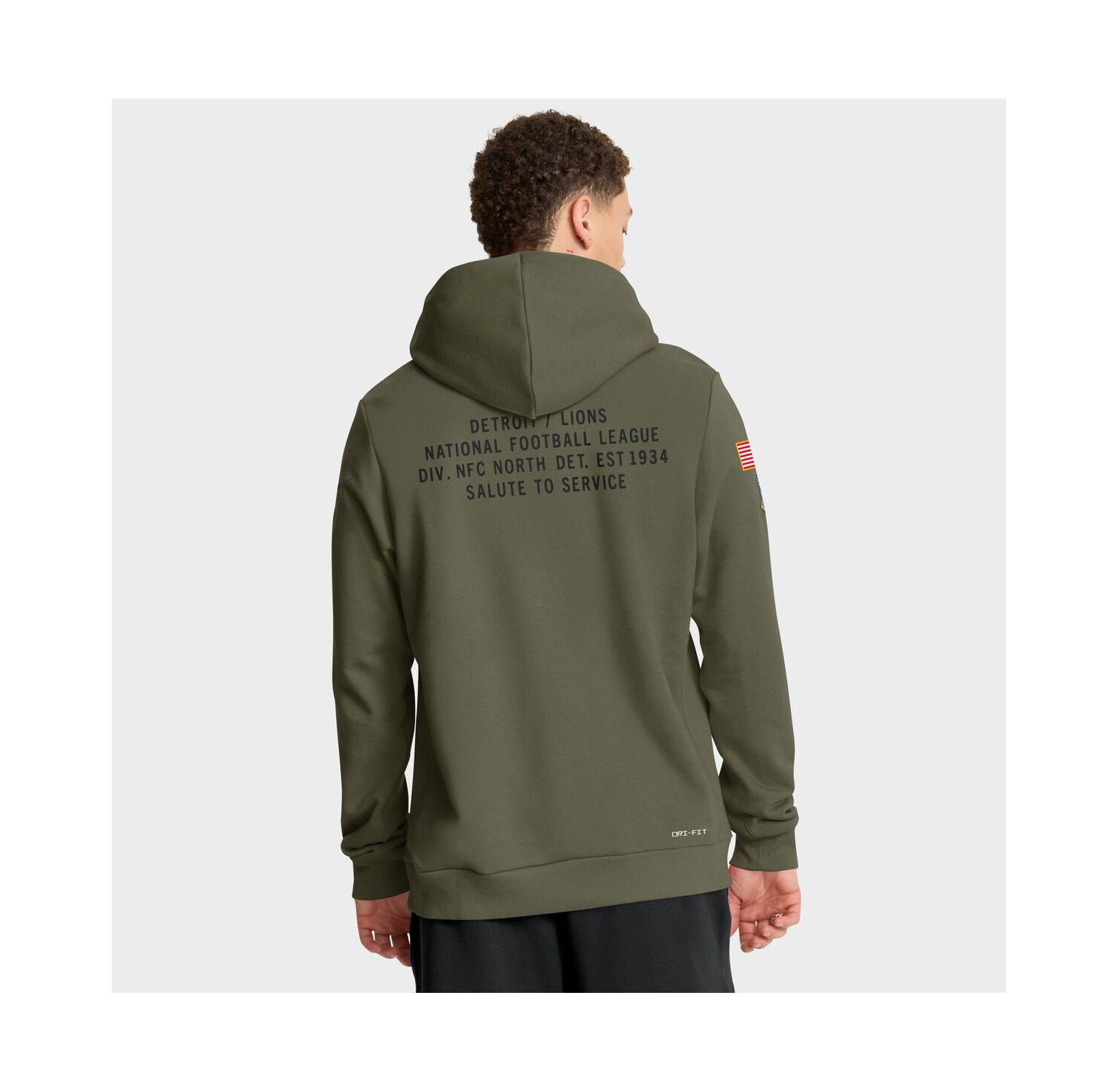 Men's Olive Detroit Lions 2025 Salute to Service Sideline Standard Issue Dri-FIT Hoodie