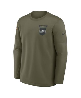 Men's Olive Philadelphia Eagles 2025 Salute to Service Coaches Therma-Fit Long Sleeve T-Shirt
