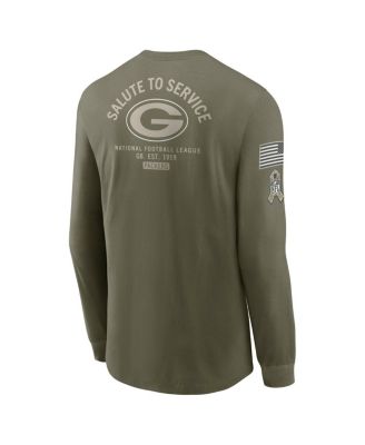 Men's Olive Green Bay Packers 2025 Salute to Service Sideline Long Sleeve T-Shirt