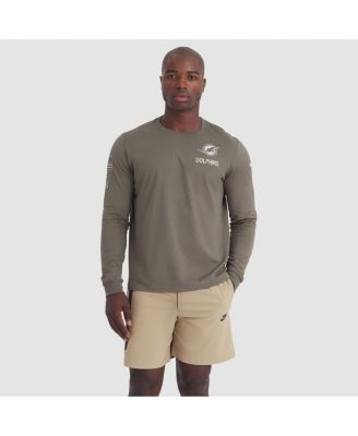 Nike - Men's Olive Miami Dolphins 2025 Salute to Service Sideline Long Sleeve T-Shirt
