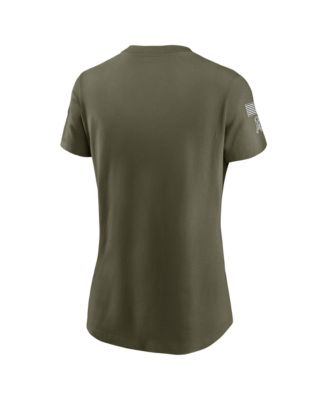 Women's Olive Green Bay Packers 2025 Salute to Service Sideline T-Shirt