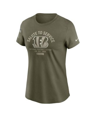 Women's Olive Cincinnati Bengals 2025 Salute to Service Sideline T-Shirt