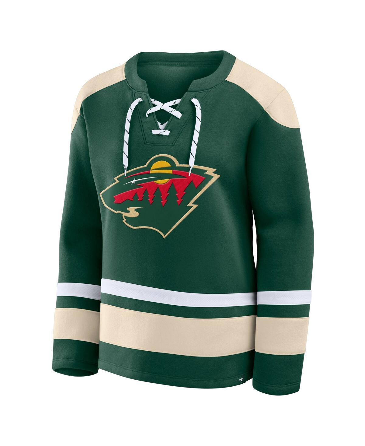Fanatics Women's Green Minnesota Wild Icing Long Sleeve Lace Up Sweatshirt In Green