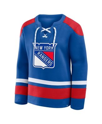 Women's Blue New York Rangers Icing Long Sleeve Lace Up Sweatshirt