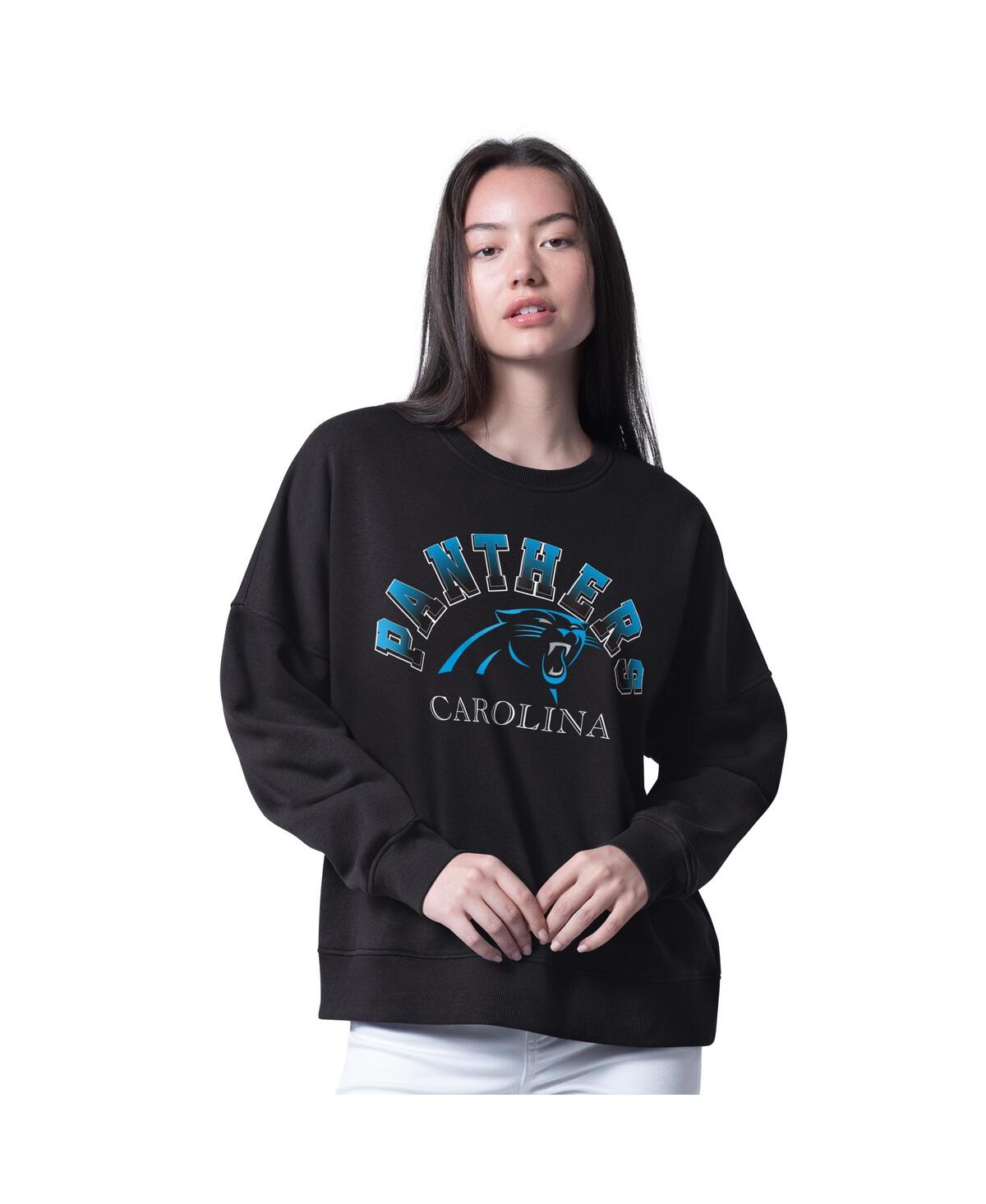 G-iii 4her By Carl Banks Women's Black Carolina Panthers Oversized Feud Sweatshirt In Black